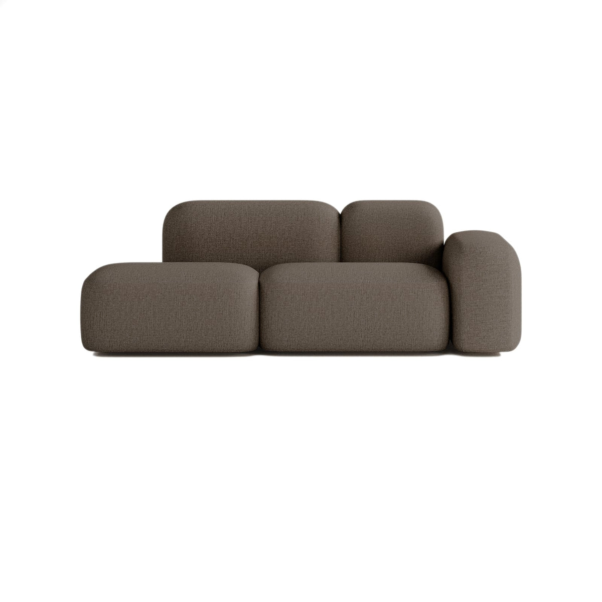 Canapé Modulable 2 Places en Tissu Marron marron - vue 1