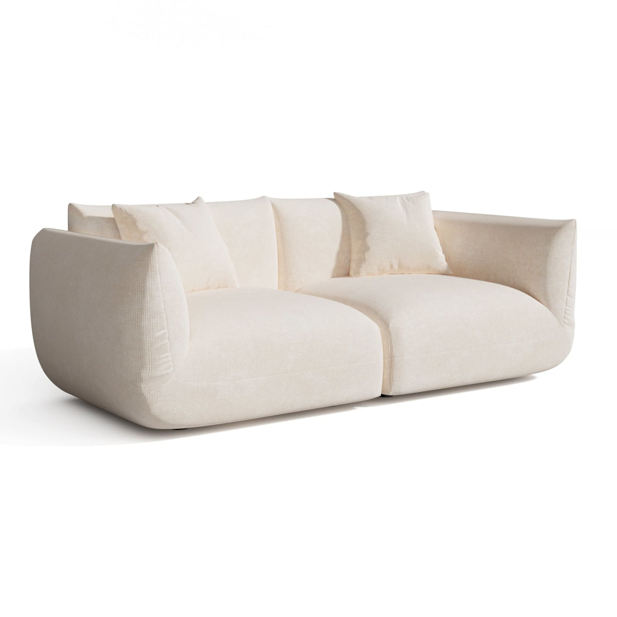 Canapé Modulable 3 Places en Velours Chenillé Crème crème - vue 2