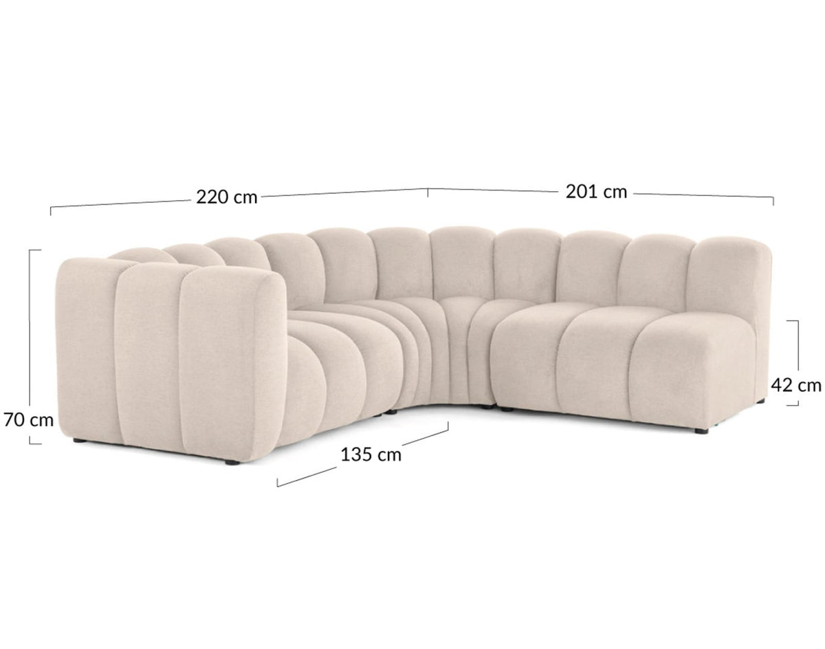 Canapé d'Angle Droit Modulable 4 Places en Tissu Texturé Beige beige - vue 7