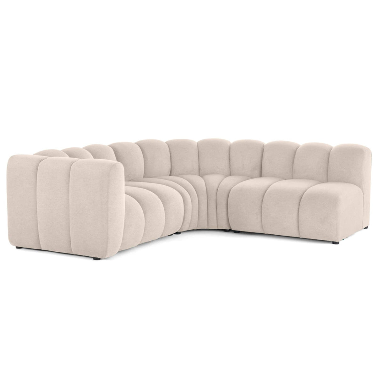 Canapé d'Angle Droit Modulable 4 Places en Tissu Texturé Beige beige - vue 6