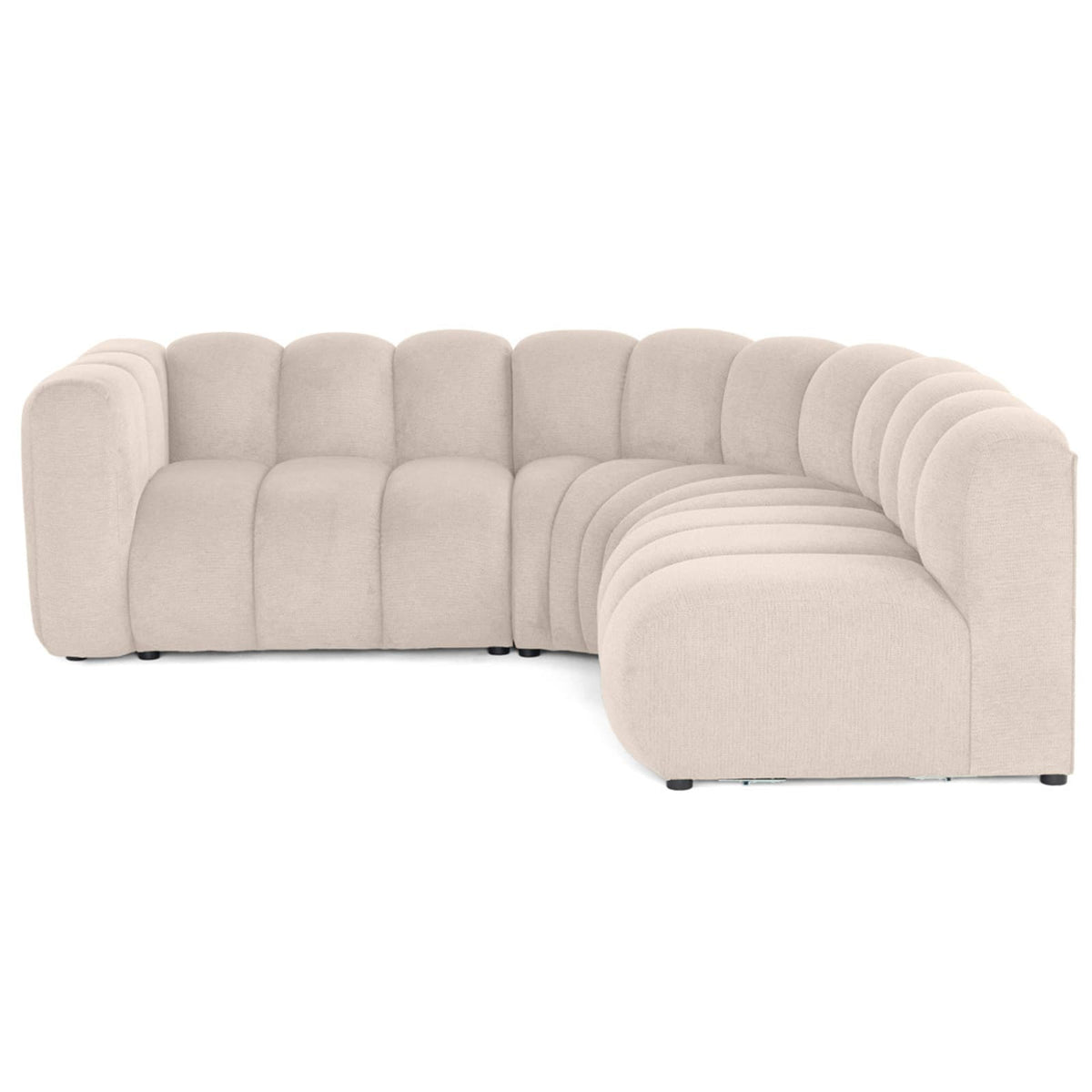 Canapé d'Angle Droit Modulable 4 Places en Tissu Texturé Beige beige - vue 1