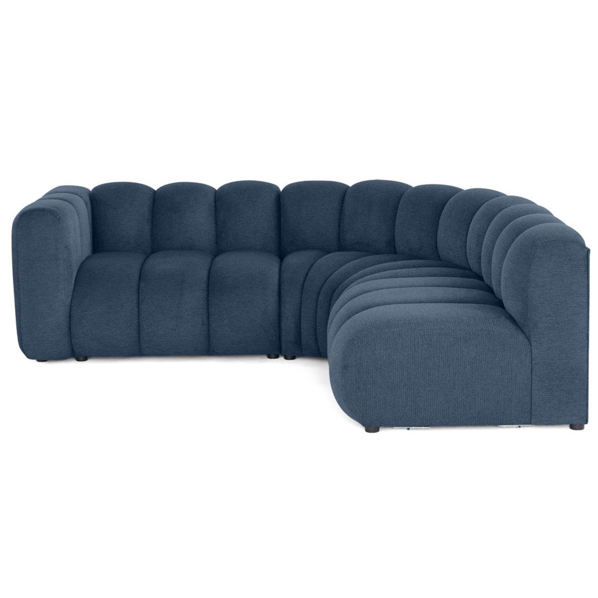 Canapé d'Angle Modulable 4 Places en Tissu Texturé Bleu bleu - vue 1