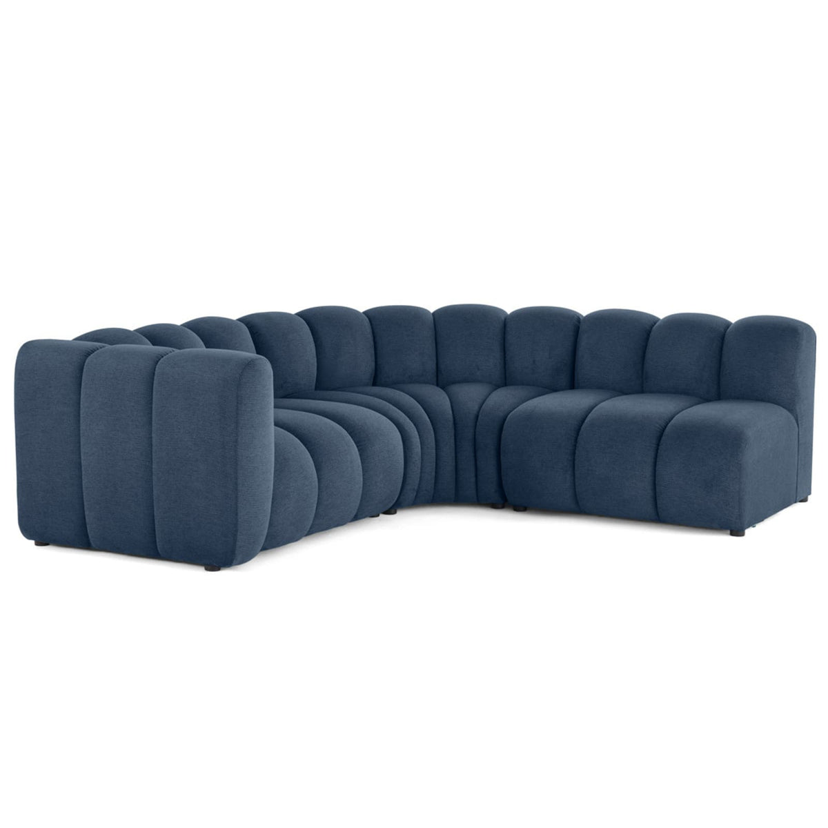 Canapé d'Angle Modulable 4 Places en Tissu Texturé Bleu bleu - vue 6