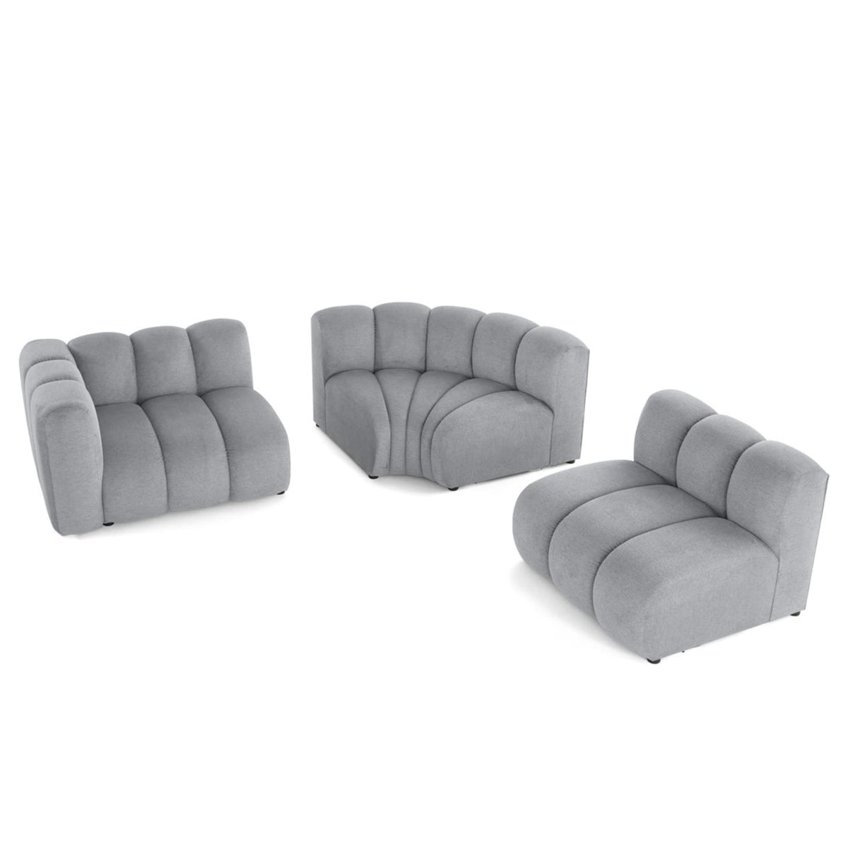 Canapé Modulable 4 Places Angle Droit en Tissu Texturé Gris gris - vue 3