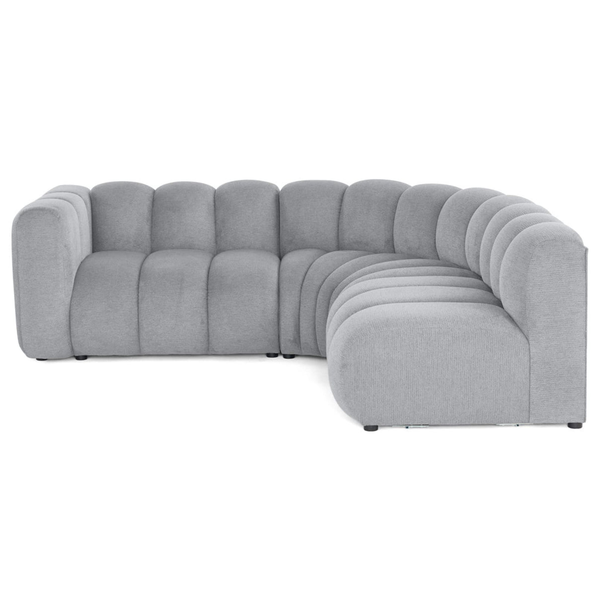 Canapé Modulable 4 Places Angle Droit en Tissu Texturé Gris gris - vue 1