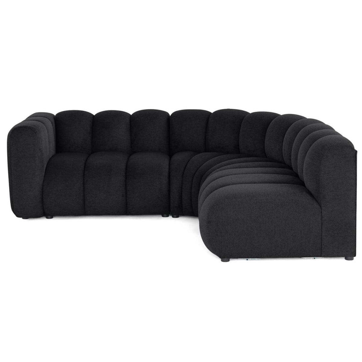 Canapé d'Angle Droit Modulable 4 Places en Tissu Texturé Noir noir - vue 1