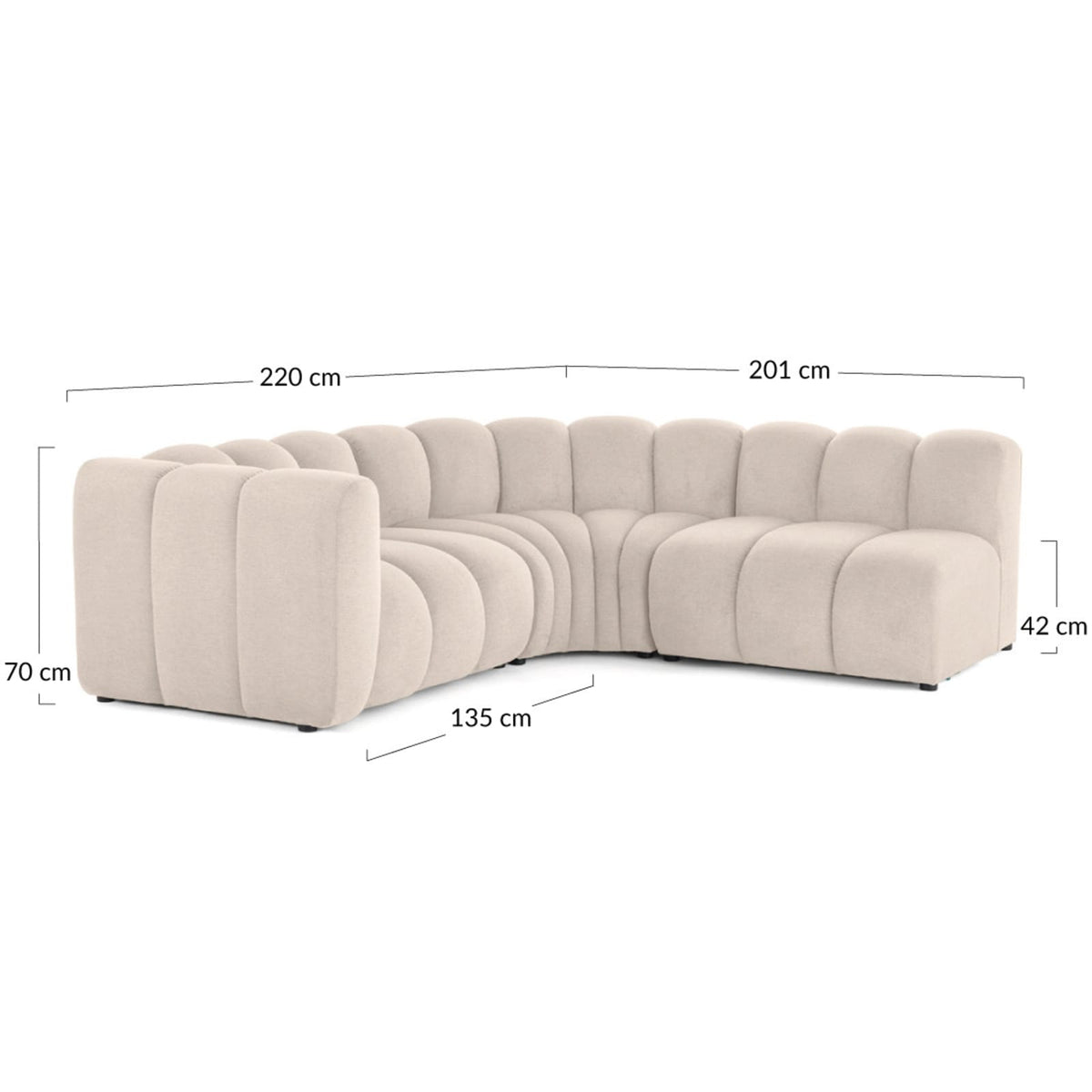 Canapé d'Angle Droit Modulable 4 Places en Tissu Texturé Noir noir - vue 4