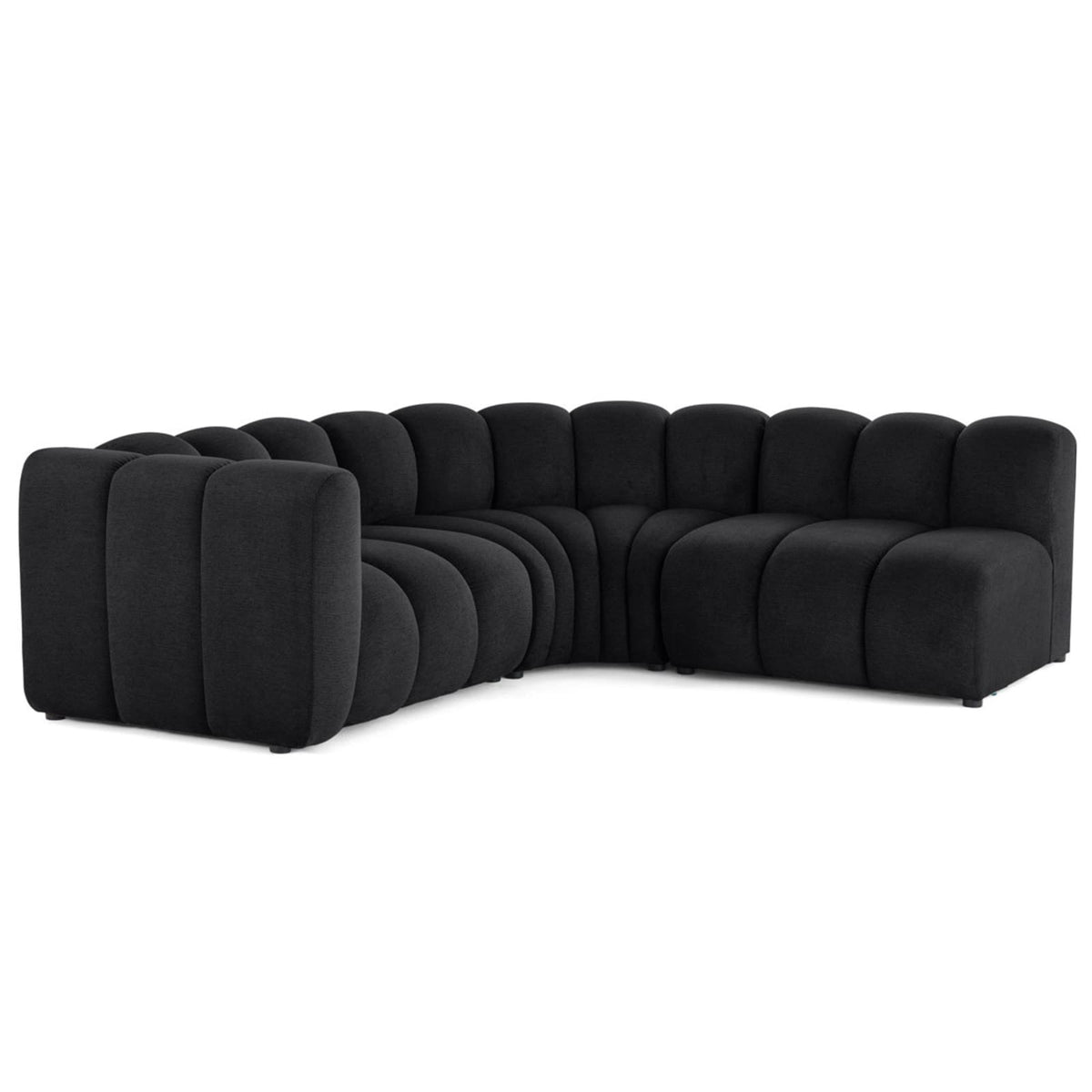 Canapé d'Angle Droit Modulable 4 Places en Tissu Texturé Noir noir - vue 6