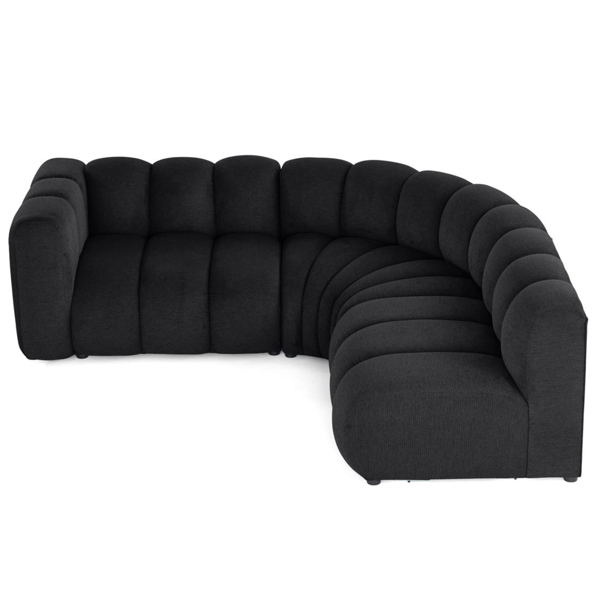 Canapé d'Angle Droit Modulable 4 Places en Tissu Texturé Noir noir - vue 5