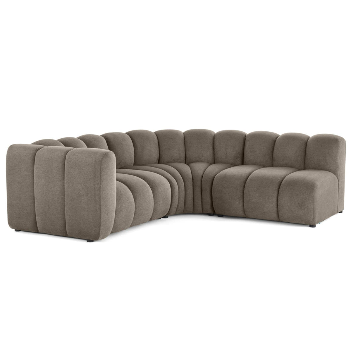 Canapé d'Angle Droit Modulable 4 Places en Tissu Texturé Taupe taupe - vue 6