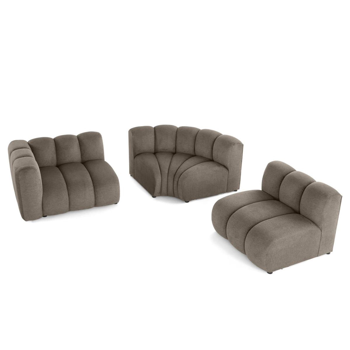 Canapé d'Angle Droit Modulable 4 Places en Tissu Texturé Taupe taupe - vue 3