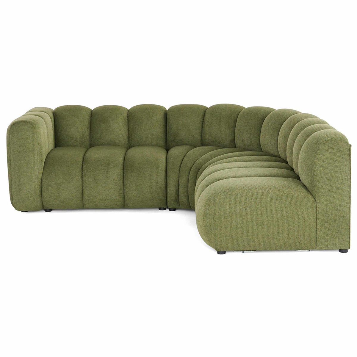 Canapé d'Angle Modulable 4 Places en Tissu Texturé Vert vert - vue 1
