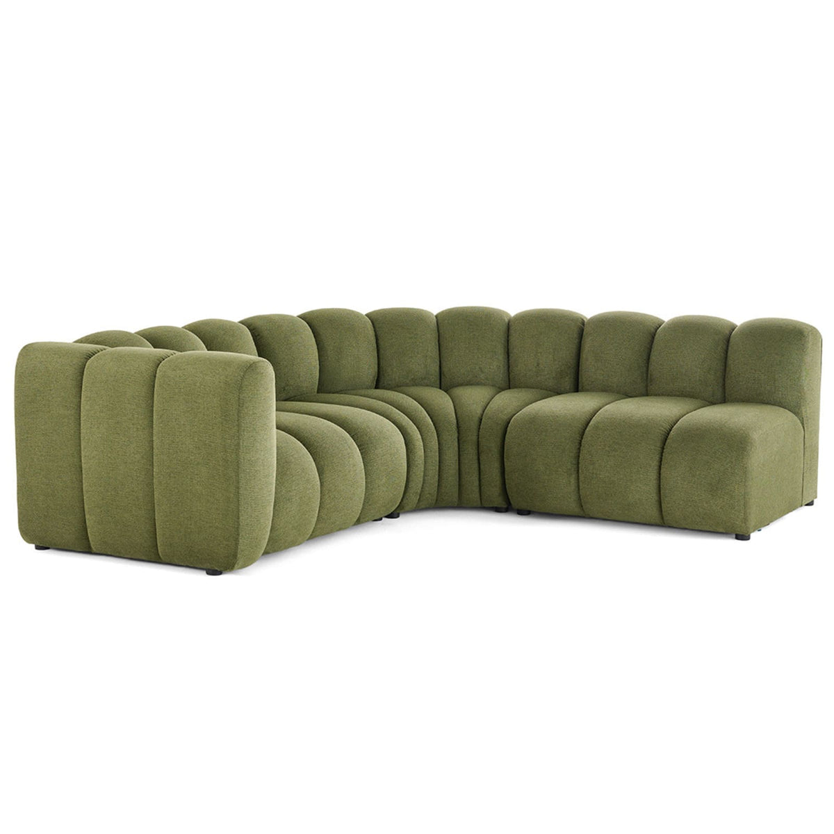 Canapé d'Angle Modulable 4 Places en Tissu Texturé Vert vert - vue 6