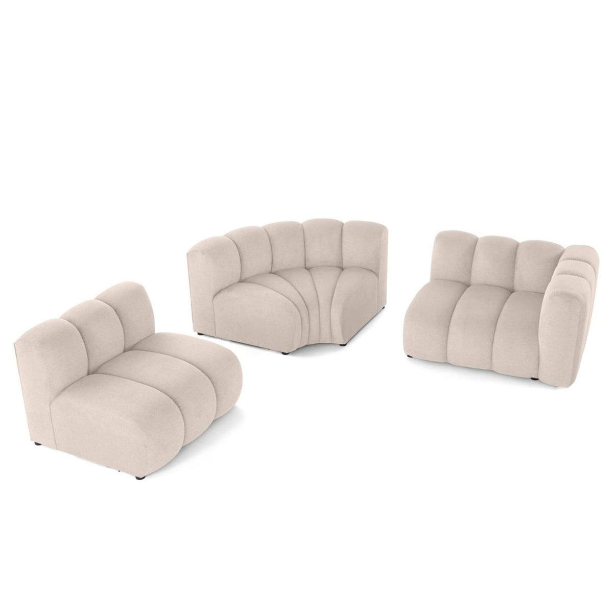 Canapé Modulable 4 Places Angle Gauche en Tissu Texturé Beige beige - vue 3