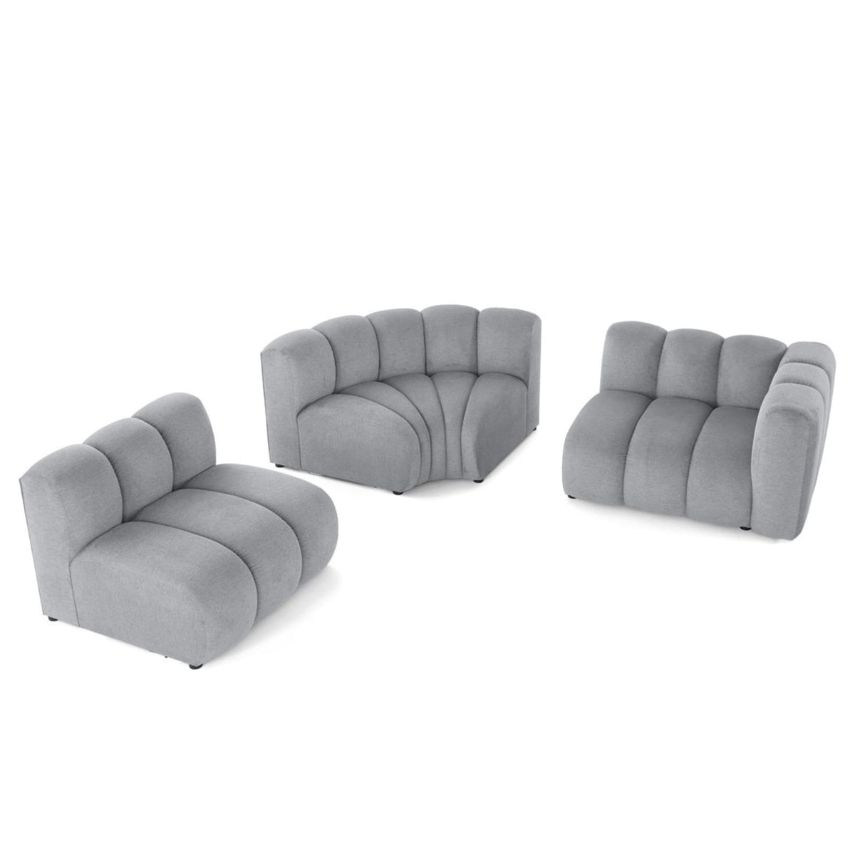 Canapé Modulable 4 Places Angle Gauche en Tissu Texturé Gris gris - vue 3