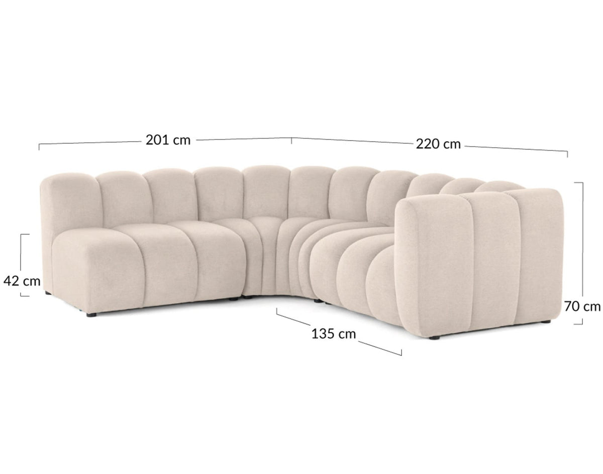 Canapé Modulable 4 Places Angle Gauche en Tissu Texturé Gris gris - vue 7