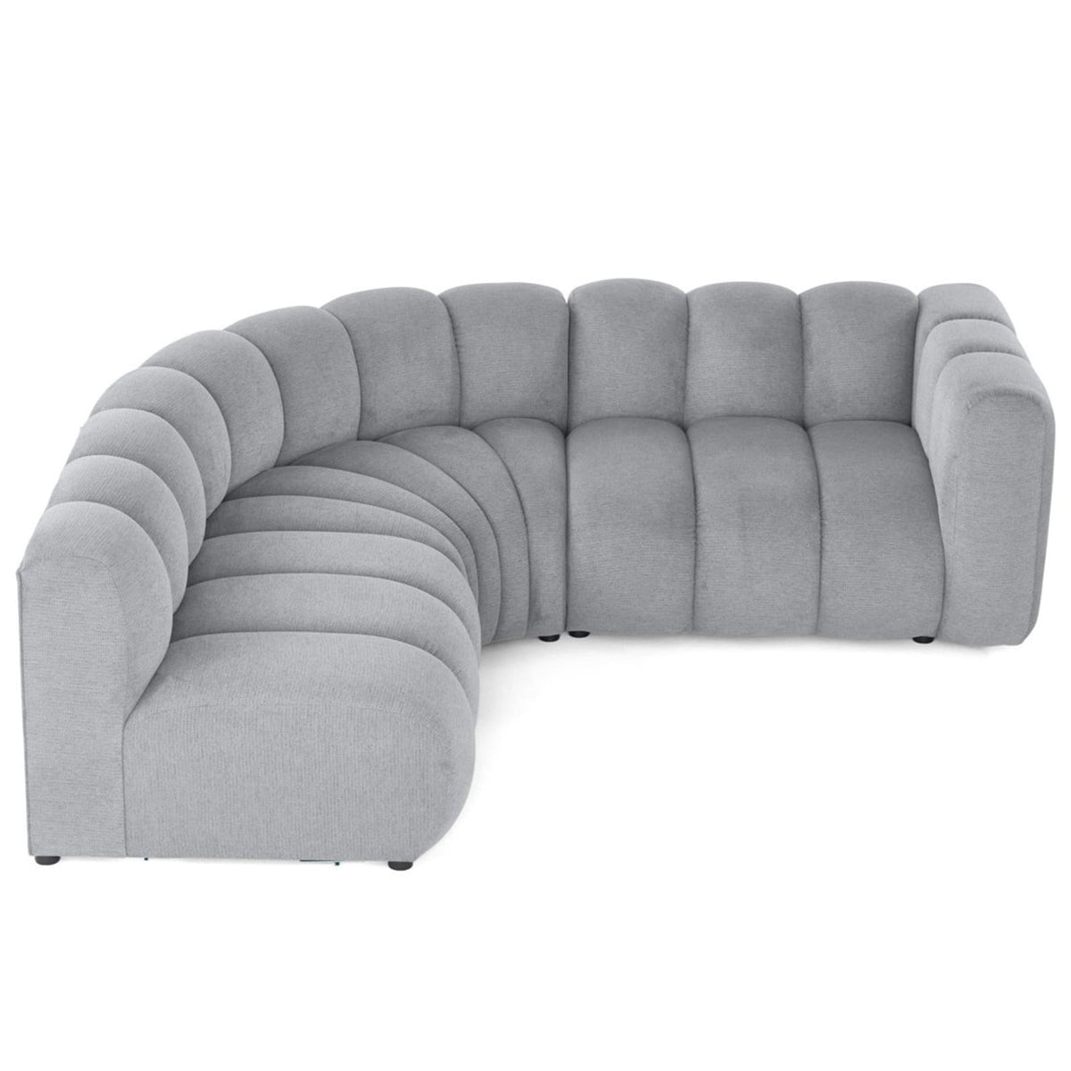 Canapé Modulable 4 Places Angle Gauche en Tissu Texturé Gris gris - vue 6