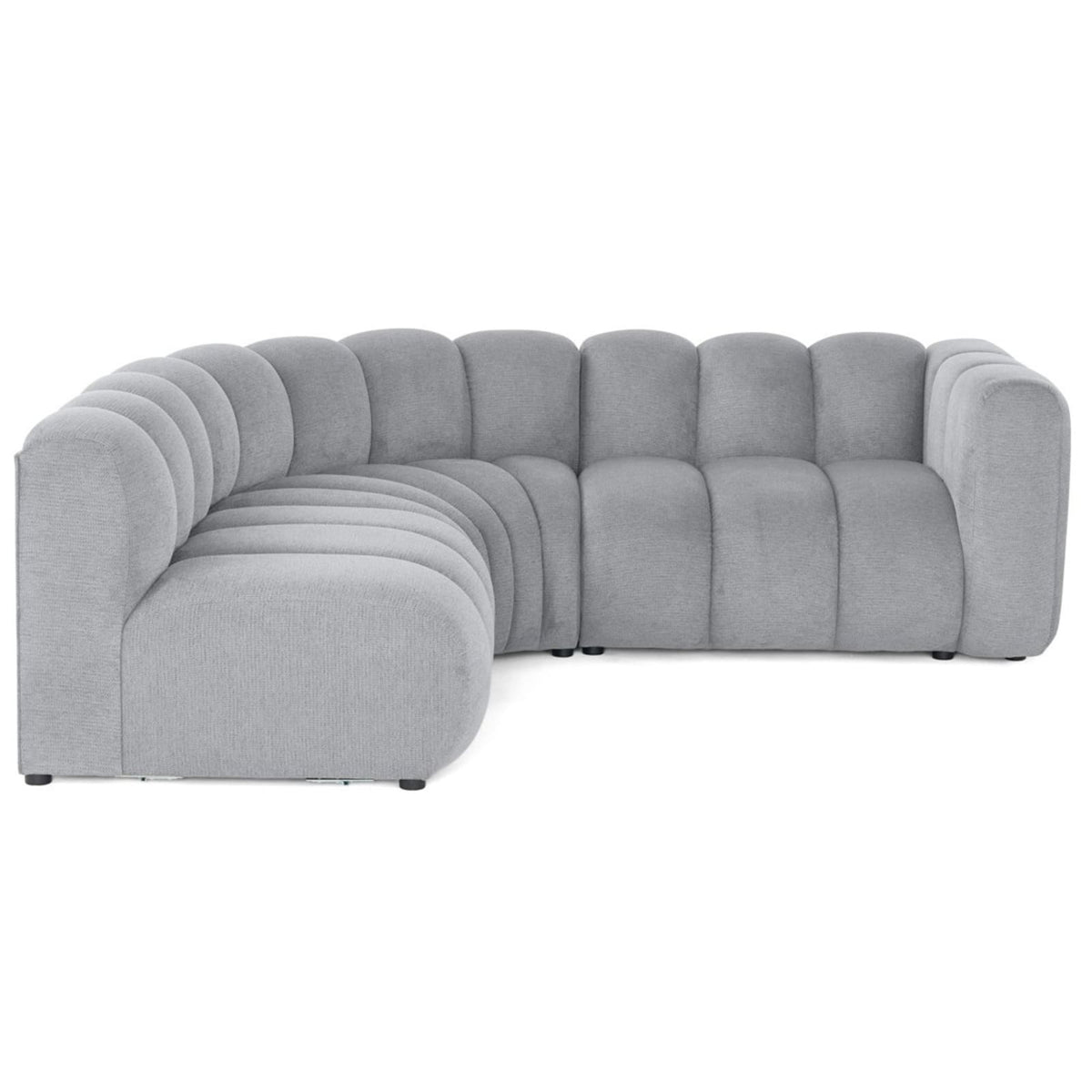 Canapé Modulable 4 Places Angle Gauche en Tissu Texturé Gris gris - vue 1