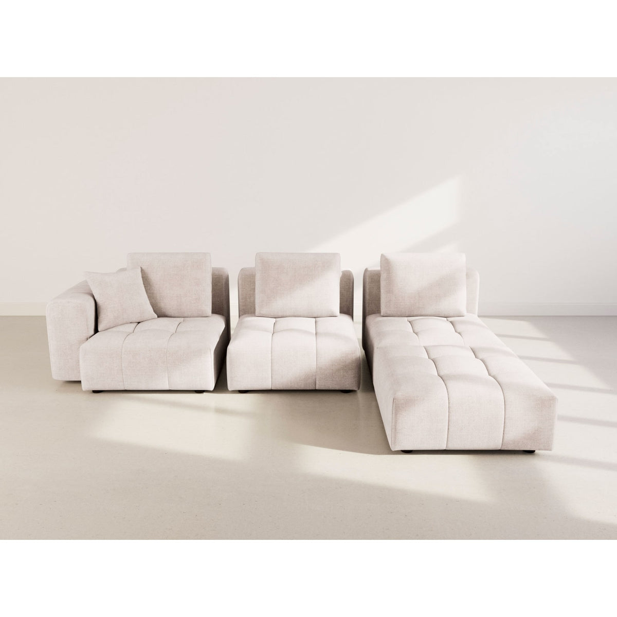 Canapé d'Angle Modulable Réversible en Velours Texturé Beige beige - vue 6