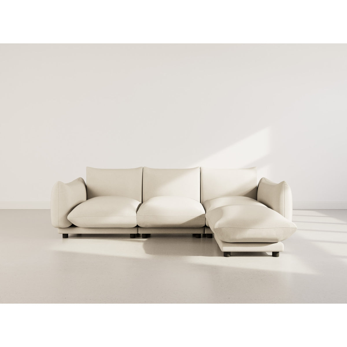 Canapé d'Angle Modulable 4 Places en Velours Texturé Beige beige - vue 6