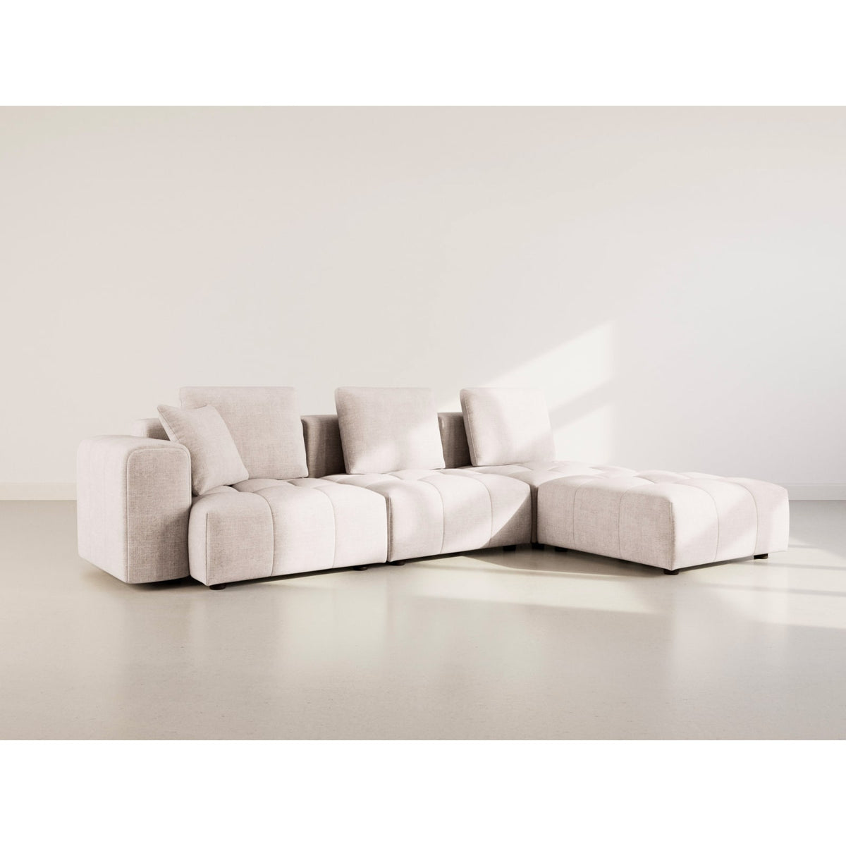 Canapé d'Angle Modulable Réversible en Velours Texturé Beige beige - vue 5