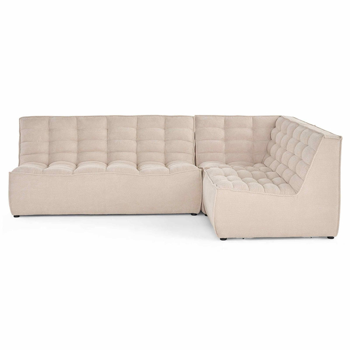 Canapé Modulable 4 Places Angle Réversible en Velours Texturé Beige beige - vue 1