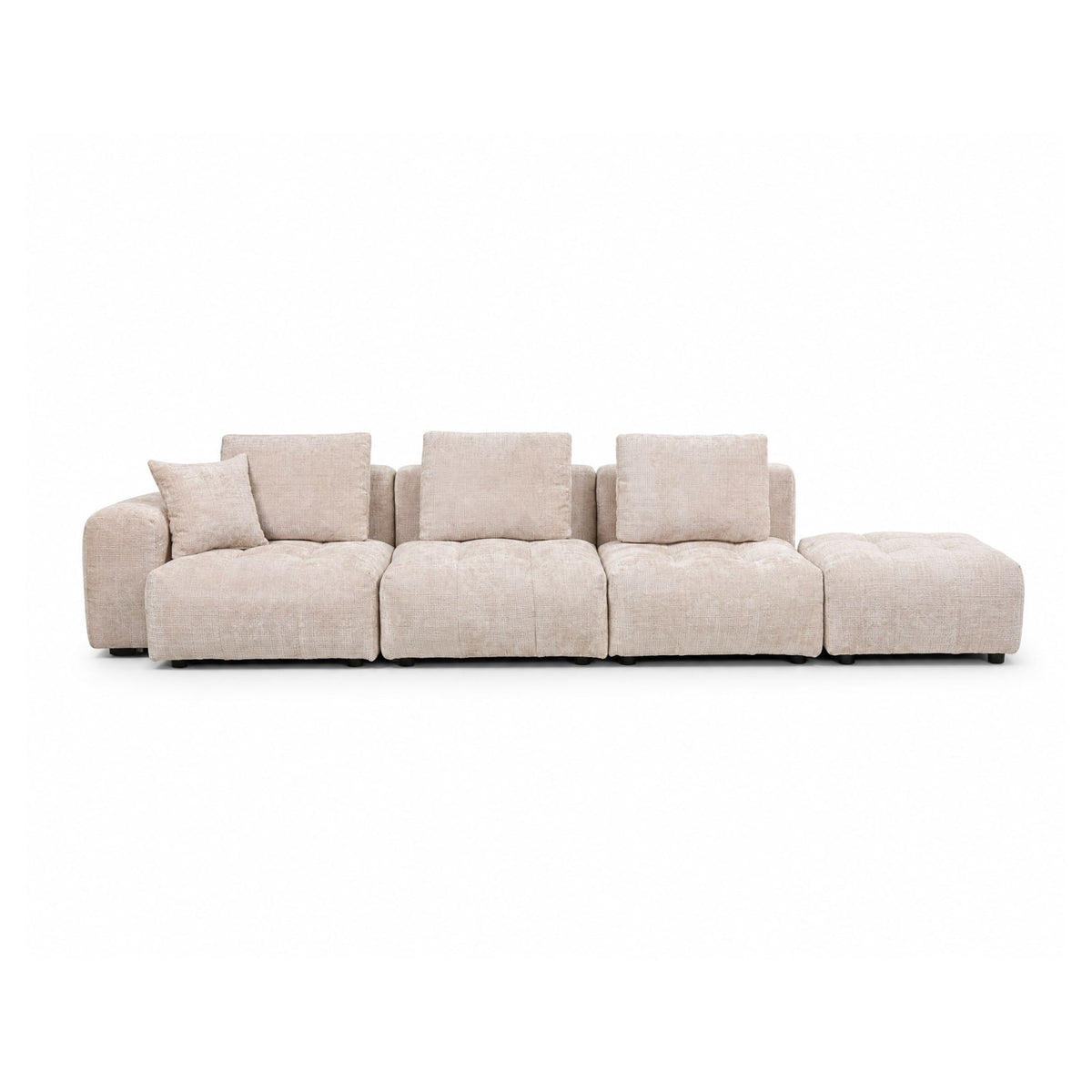 Canapé d'Angle Modulable Réversible en Velours Texturé Beige beige - vue 1