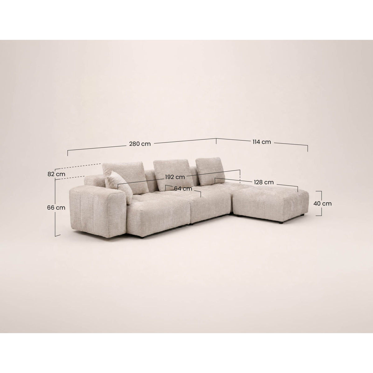 Canapé d'Angle Modulable Réversible en Velours Texturé Beige beige - vue 4