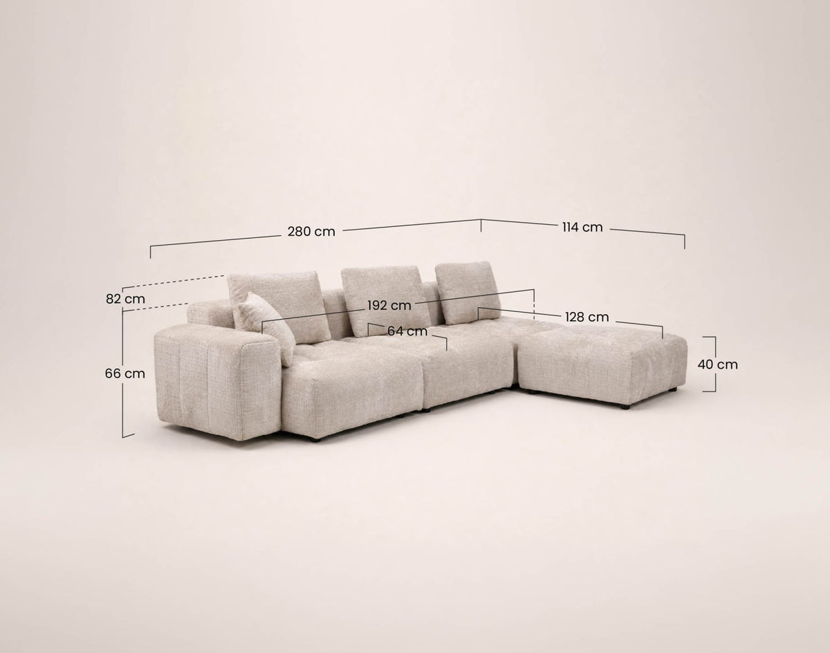 Canapé d'Angle Modulable Réversible en Velours Texturé Beige beige - vue 7