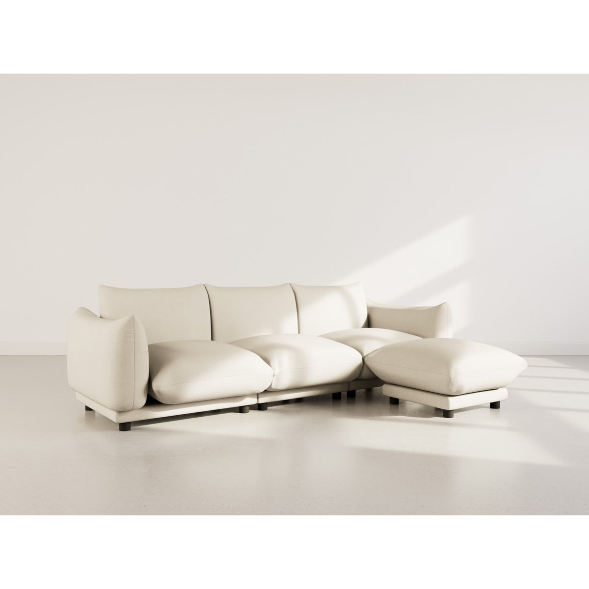 Canapé d'Angle Modulable 4 Places en Velours Texturé Beige beige - vue 5