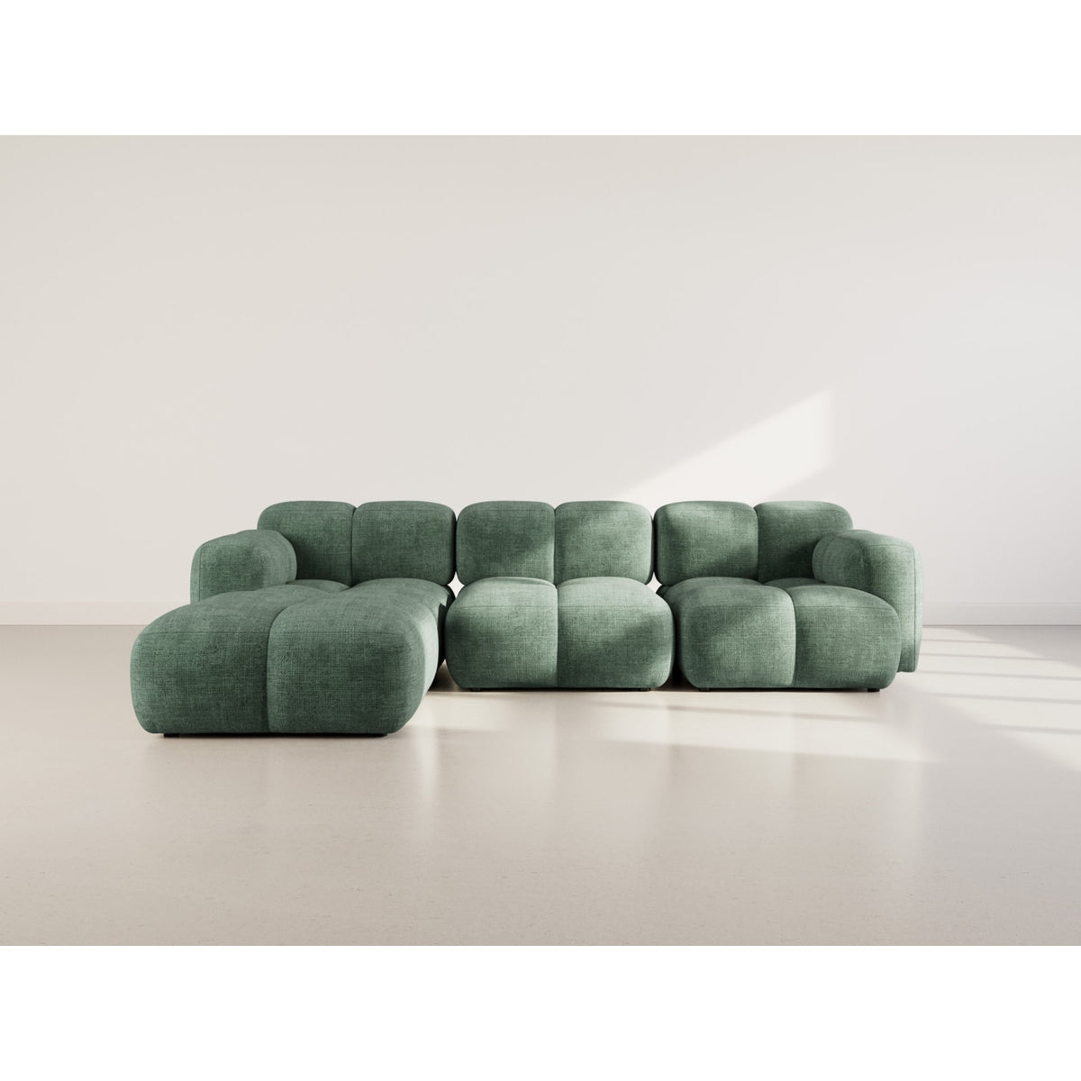 Canapé Modulable 4 Places Angle Réversible en Velours Texturé Vert vert - vue 3