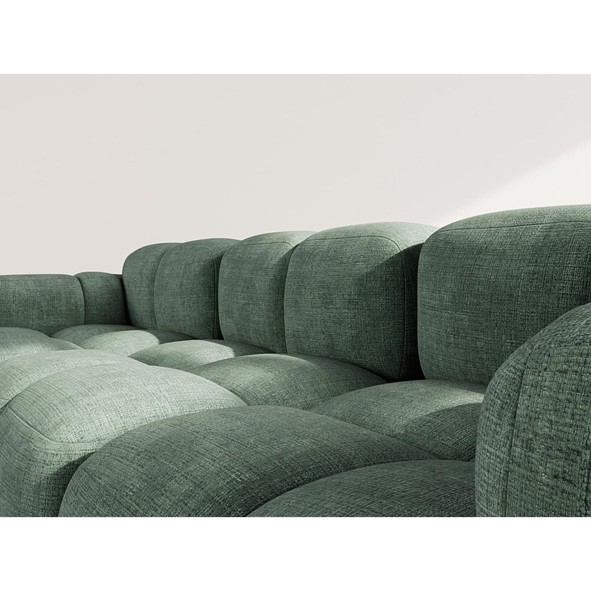 Canapé Modulable 4 Places Angle Réversible en Velours Texturé Vert vert - vue 6