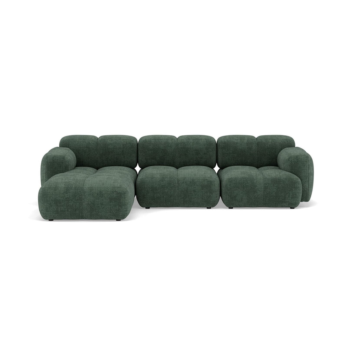 Canapé Modulable 4 Places Angle Réversible en Velours Texturé Vert vert - vue 1