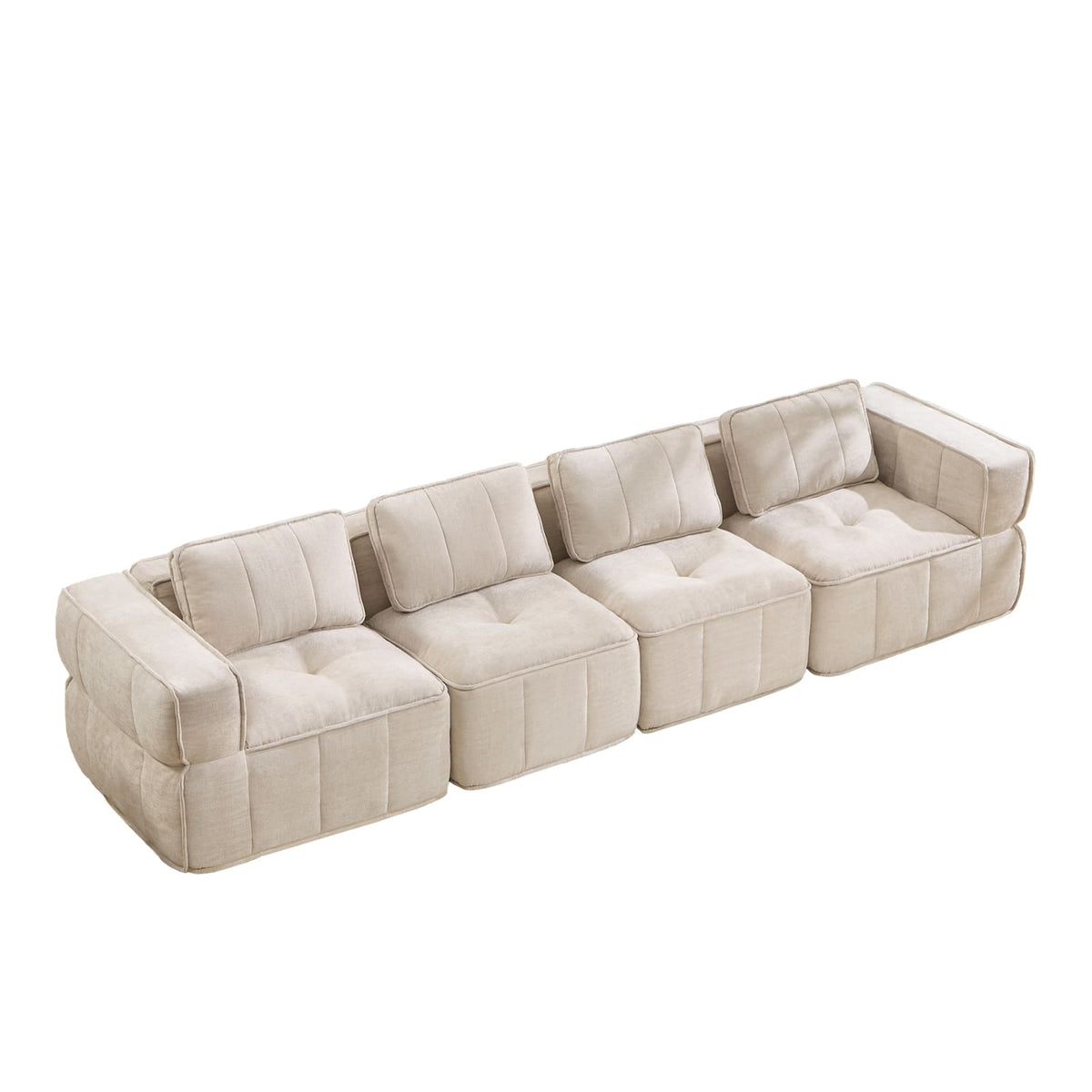 Canapé Modulable 4 Places en Polyester Beige beige - vue 1