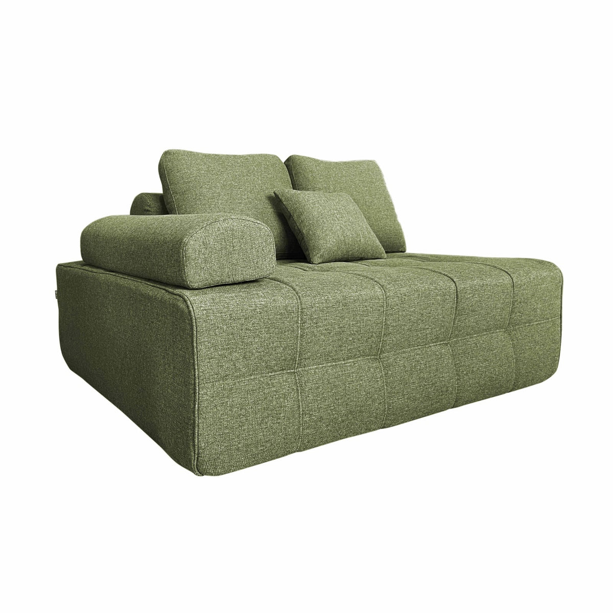 Canapé Modulable 4 Places en Tissu Effet Lin Vert vert - vue 5