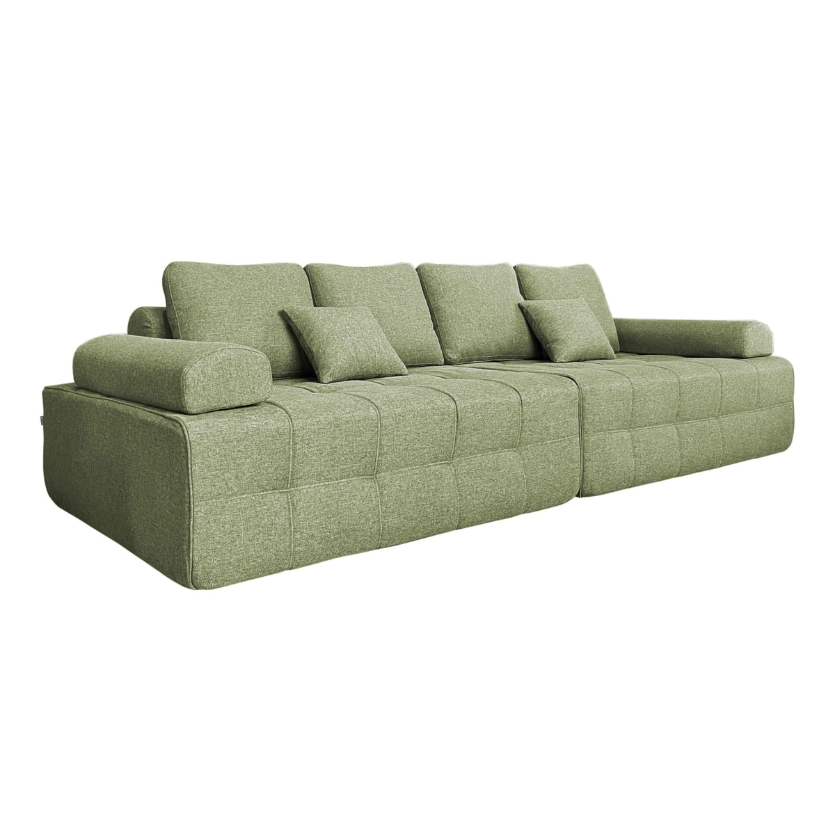 Canapé Modulable 4 Places en Tissu Effet Lin Vert vert - vue 1