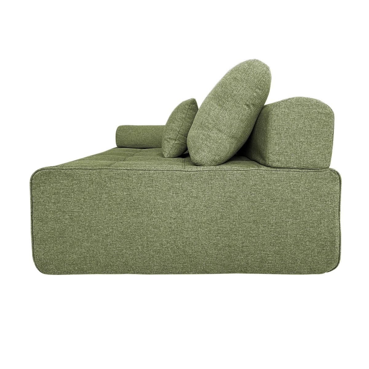 Canapé Modulable 4 Places en Tissu Effet Lin Vert vert - vue 6