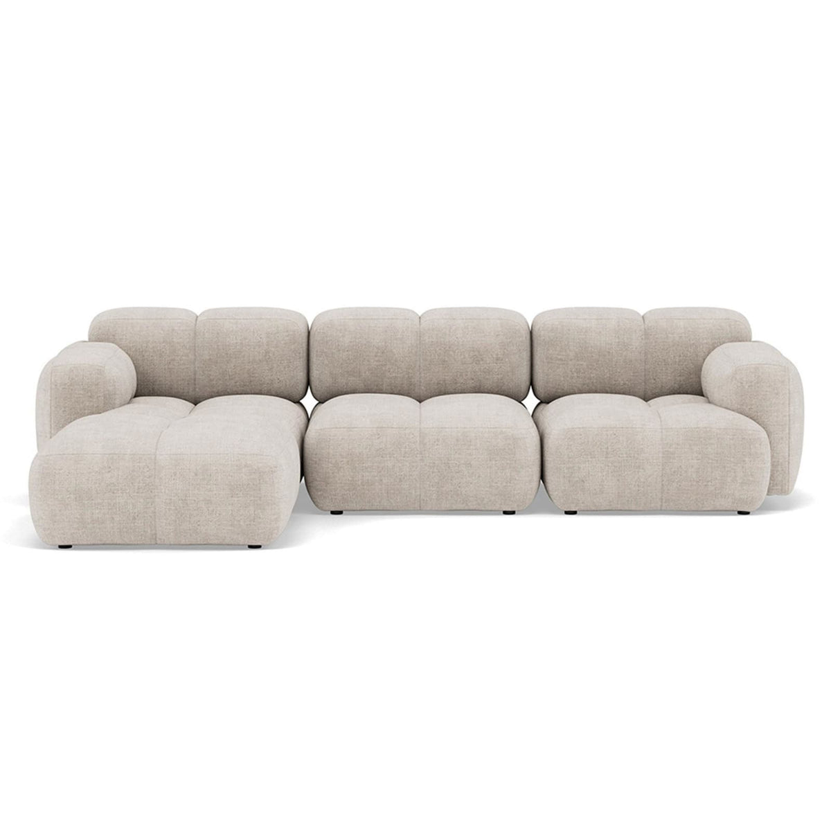 Canapé Modulable 4 Places en Velours Texturé Beige beige - vue 1