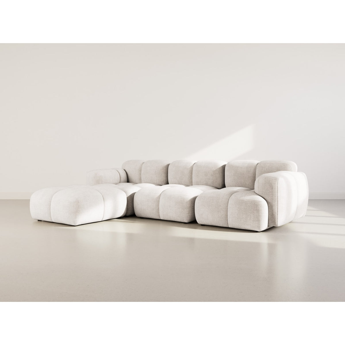 Canapé Modulable 4 Places en Velours Texturé Beige beige - vue 2