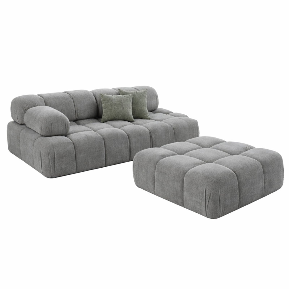 Canapé Modulable 4 Places en Tissu Gris avec Pouf gris - vue 1