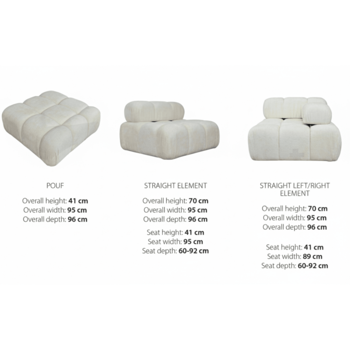 Canapé Modulable 4 Places en Tissu Gris avec Pouf gris - vue 4