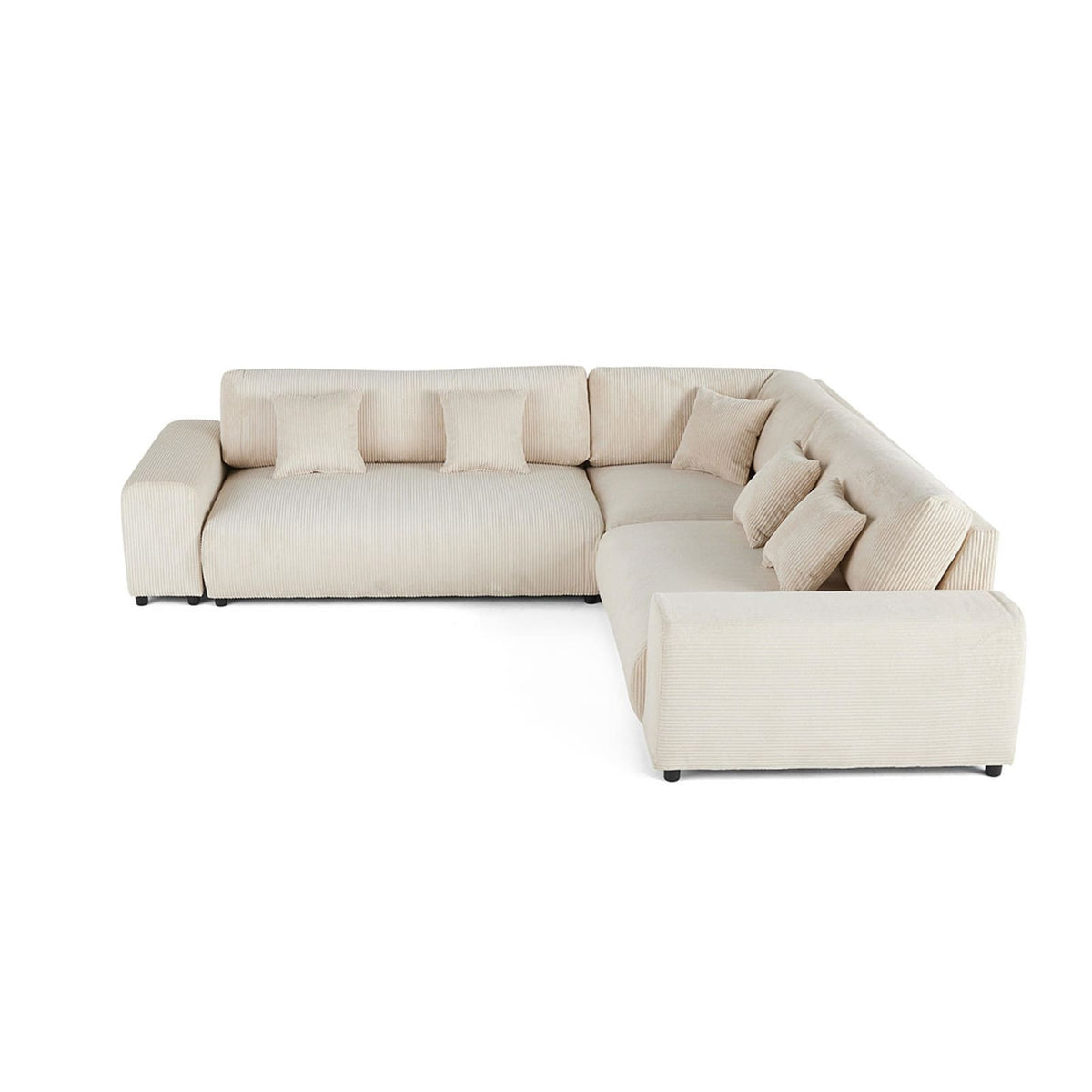Canapé d'Angle Modulable 5 Places en Velours Côtelé Beige beige - vue 1