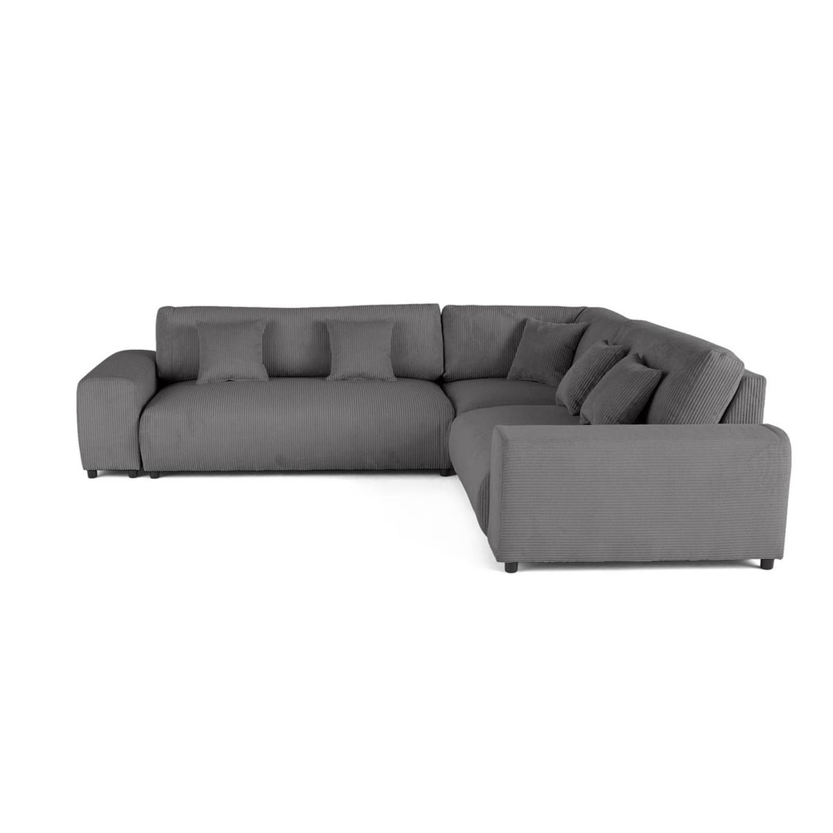 Canapé Modulable 5 Places Angle Droit en Velours Côtelé Gris Foncé gris foncé - vue 1