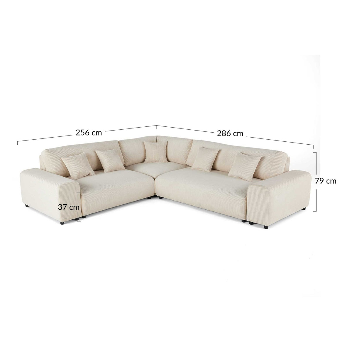 Canapé Modulable 5 Places en Velours Côtelé Beige beige - vue 4