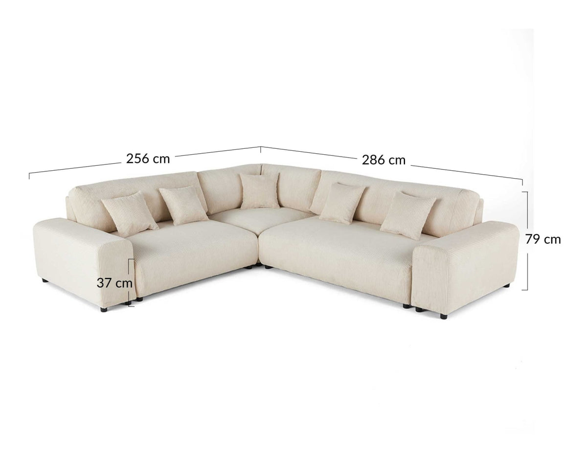 Canapé Modulable 5 Places en Velours Côtelé Beige beige - vue 7