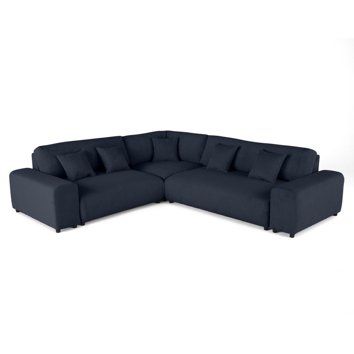 Canapé d'Angle Modulable 5 Places en Velours Côtelé Bleu Nuit bleu nuit - vue 5