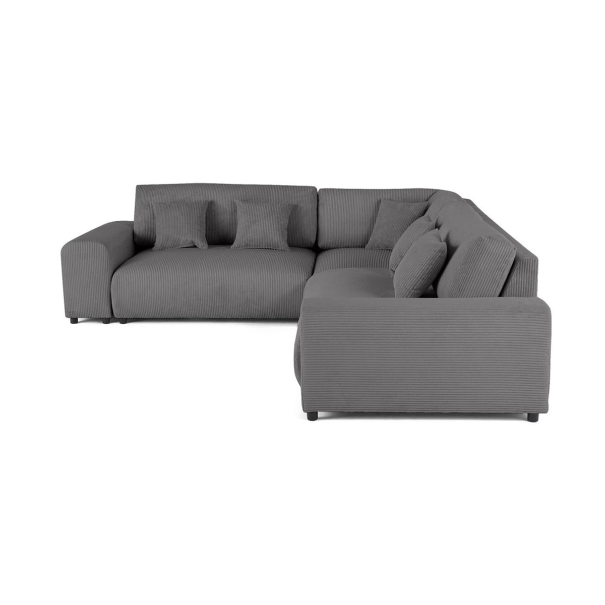 Canapé Modulable 5 Places Angle Gauche en Velours Côtelé Gris Foncé gris foncé - vue 6