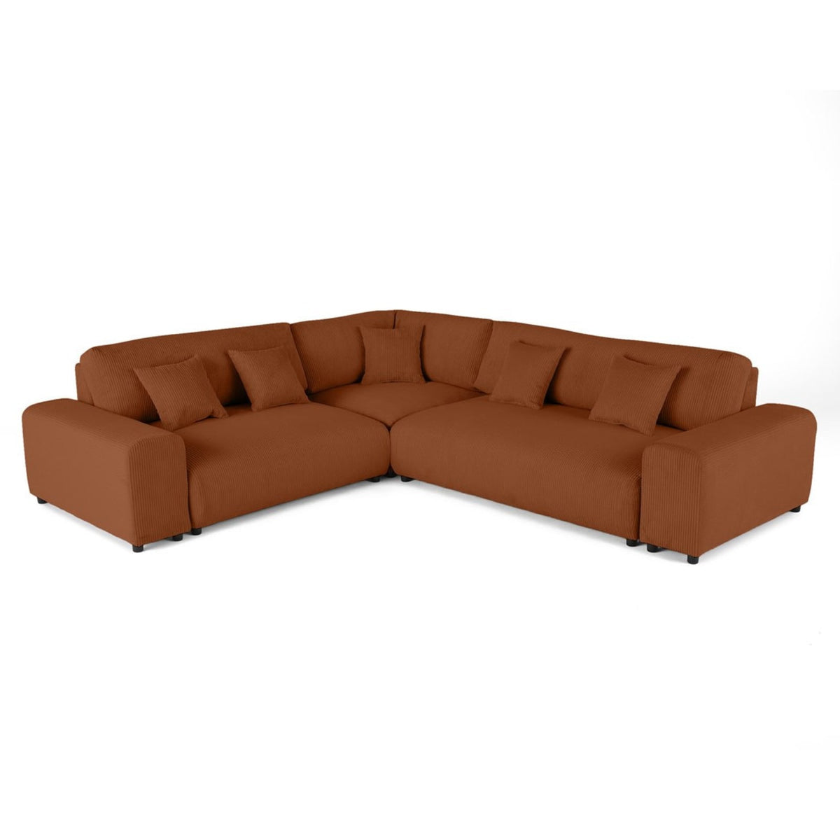 Canapé d'Angle Gauche Modulable en Velours Côtelé Terracotta terracotta - vue 5