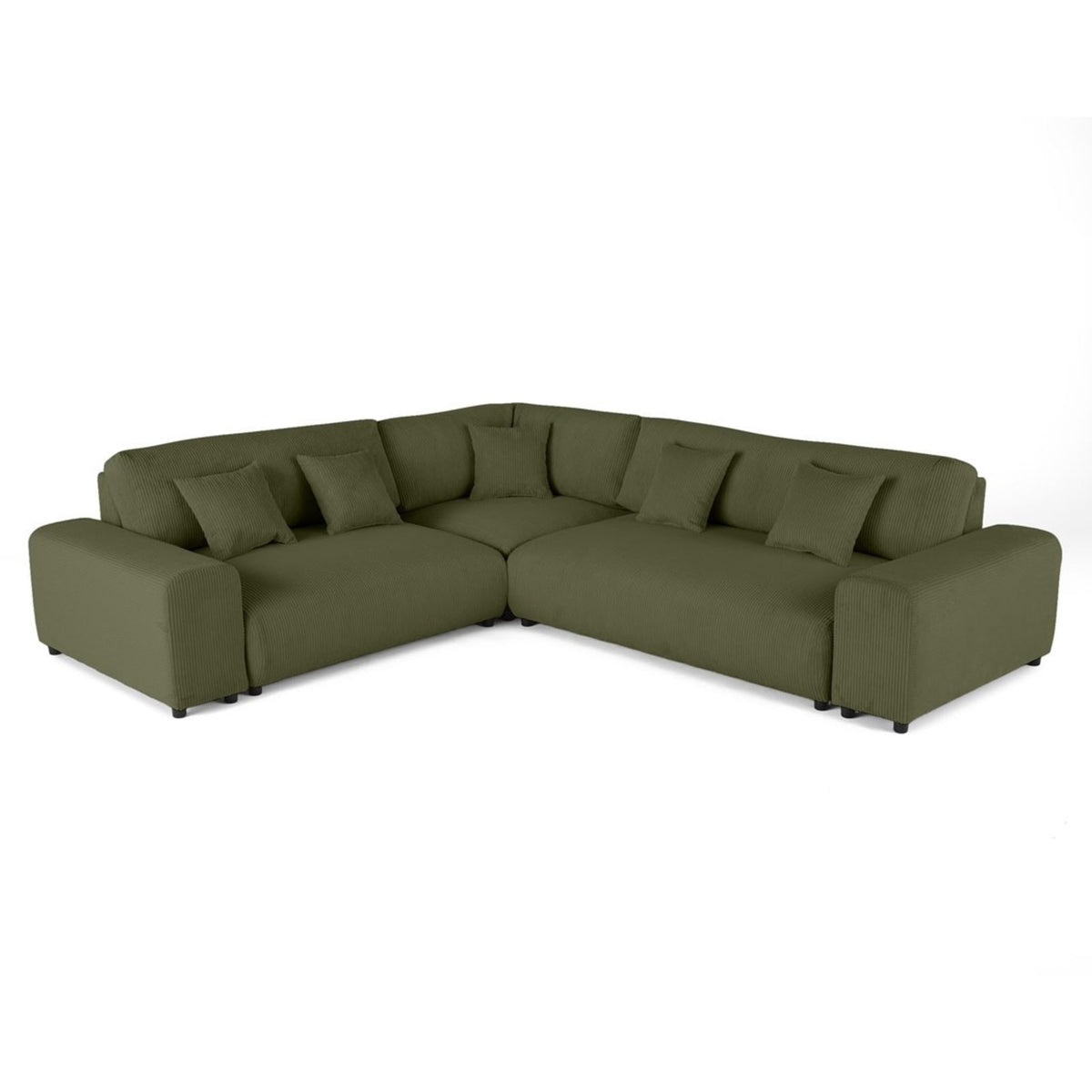 Canapé d'Angle Gauche Modulable en Velours Côtelé Vert vert - vue 5