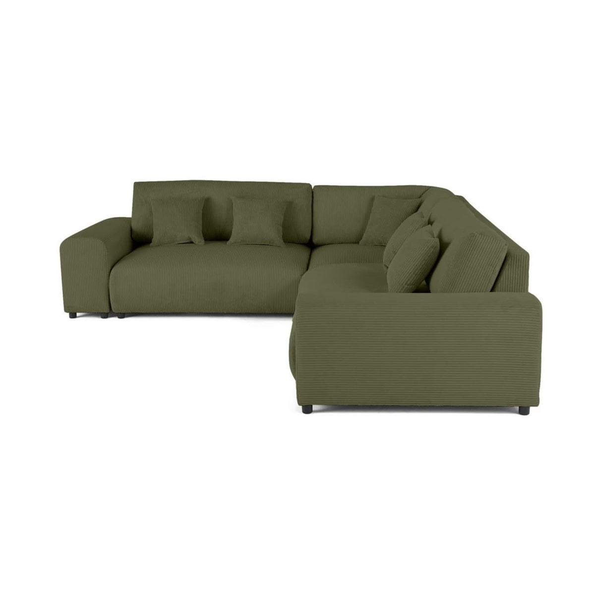 Canapé d'Angle Gauche Modulable en Velours Côtelé Vert vert - vue 6